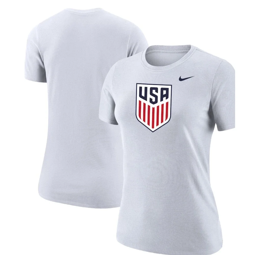 Nike Team USA Women's training Club Crest Cotton T-Shirt White Size XL New